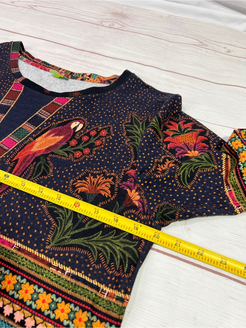 FARM Brasil Printed T-Shirt Dress - M - FARM Rio deep pink blue tropical parrot - Picture 9 of 11